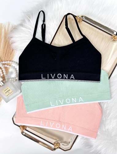 Girls Sports Bras, Breathable Adjustable Training Bras, Padded Everyday Bra Bralette,Crop Cami Tank Top (6-14)4