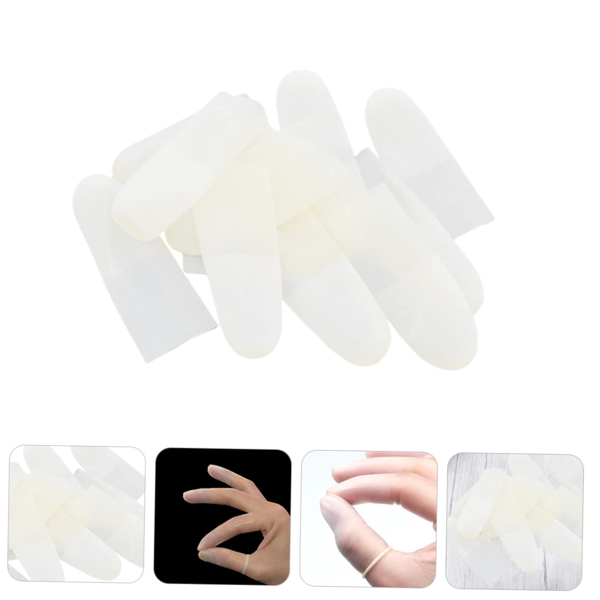 FOMIYES 450 Pcs Finger Cots Clear Stand Fingertips Finger Sleeves Exercise Workout Finger Protectors Covers Finger Bandage White Emulsion Protective Case