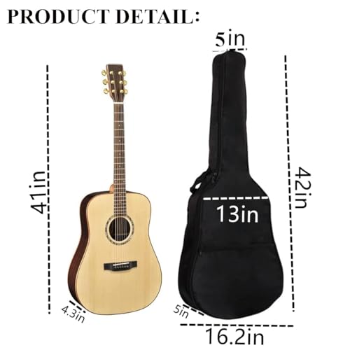 Image of SKYCELL 41 Inch Padded Guitar Bag with Guitar Picks | Acoustic Guitar Cover Bag with Extra Protection | Universal Guitar Cover Bag Padded Design for 38 /39 /40 /41 Inch Guitars - Black