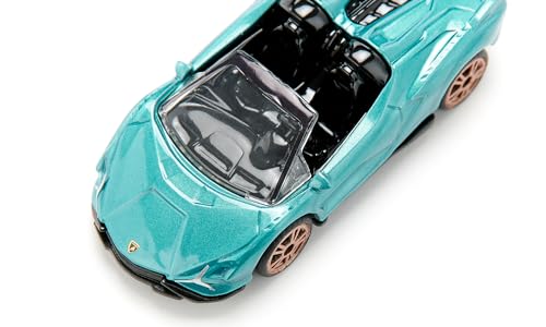 siku 1571, Lamborghini Sián Roadster, Spielzeug-Auto, Metall/Kunststoff, Türkis Metallic, Gummierte Reifen, Sportliche Felgen, Offenes Dach