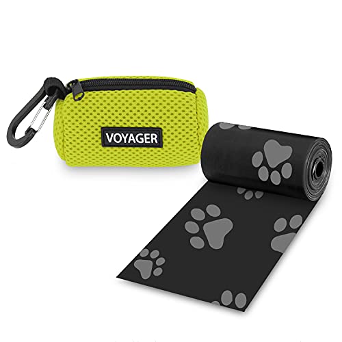 Image of Best Pet Supplies Dog Poop Bag Holder Leash Attachment with 15 Bags, Lime Green, Reusable Mesh Dispenser Pouch for Travel, Walking, Park, and Outdoor Use, Soft and Durable with Clip-On