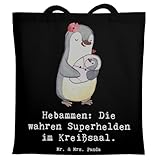 Mr. & Mrs. Panda Tote Bag Hebamme Superhelden - Geschenk, Schultasche, Beruf, handgefertigte Geschenke, Baby, Berufsliebe, medizinische Betreuung, Tasche, Geburtshilfe, menschlich, Berufe, Jutebeutel