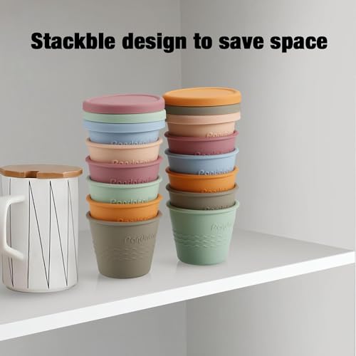 PandaEar 6er Pack Babybrei Aufbewahrungsbehälter – 120ml (4 oz) Beikost Behälter zum Einfrieren aus 100% Silikon – BPA frei, Auslaufsicher & Luftdicht – Babybrei Behälter Set