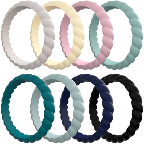 Image of Egnaro Women's Silicone Anniversary Wedding Ring 2.5mm Wide 1.8mm Thick