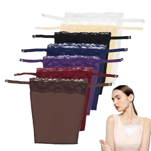 KIKAWORD 7PCS Modesty Panels for Low Cut Tops Clip On Mock Camisole Cleavage Cover up for Dresses Adjustable Snap Closure for Anti Peep Privacy Invisible