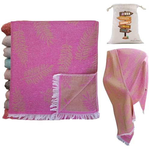 Versatile Double-Sided Beach Towels - Premium Turkish Cotton, Oversized Peshtemal, Blanket, Quick-Drying, Sand-Repellent, Boho Chic Design for Beach Day Experience with Travel Bag (Illusion), ANPKT37