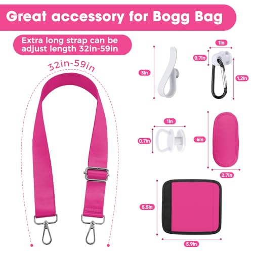 Image of Strap Wrap for Bogg Bag Accessories, Adjustable Shoulder Crossbody Long Strap with Handle Wrap for XL Medium Bog Bag Simply Southern Beach Rubber Tote Bags -Pink