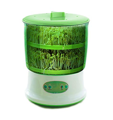 ZWHDS Semilla germinador, Auto Hogar 2 Capas 220V Olla Brote artefacto Grano de Cereal semilla Brotes máquina de Gran Capacidad Completamente automática multifunción,White