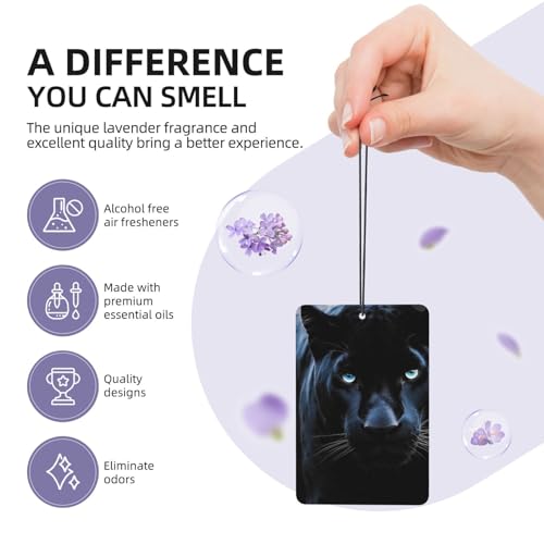 Panther With Blue Eyes Car Air Fresheners 4 Pcs Rectangle Hanging Car Air Freshener Fragrance Scented Cards Auto Mirror Pendant Tablets - Image 4