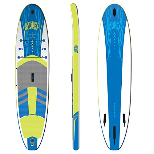 Morey 11 Foot - TRAVLR Inflatable Stand Up Paddle Board Triple Layer Stringer Durable Backpack, high Pressure Hand Pump with Gauge, Coil Leash, Built-in Camera Mounting System