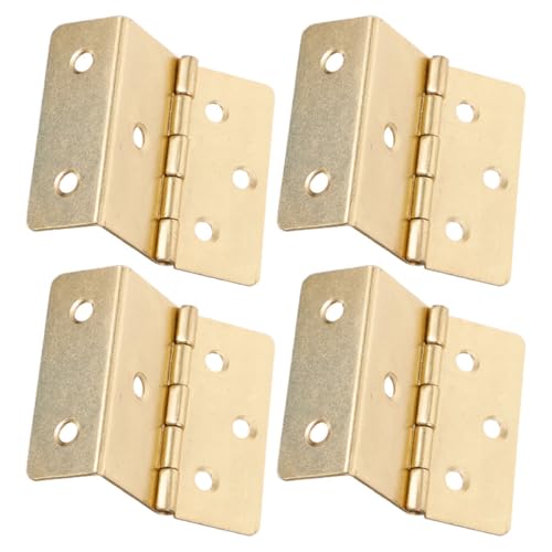 Veemoon 4 Bisagras Plegables Triples Vintage de Hierro Bisagras de Puerta para Armarios y Muebles Ángulo Recto 6 Orificios Color Amarillo para Cajas Joyeros y Armarios 4 Piezas