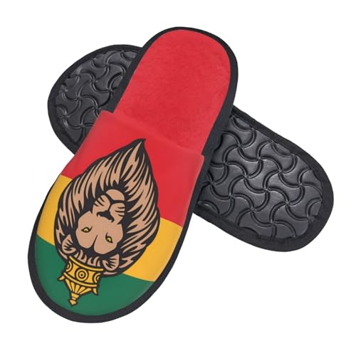 Jamaican Flag Rasta Reggae Judah Lion Slippers Cozy Non-Slip House Slippers Soft Fluffy Indoor Shoes For Women Men2