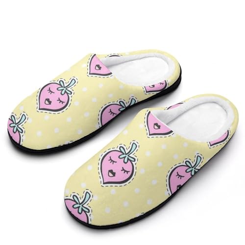 GIOKQB Fresa Zapatillas Casa Mujer Invierno Caliente Peluche Pantuflas Comoda Slippers