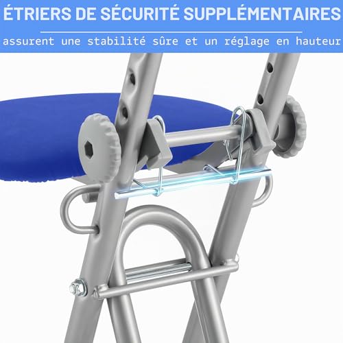 Chaise assis debout pliable réglable bleu siège ergonomique repassage