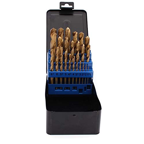 BSD Set di Punte da Trapano HSS 25 pezzi 1-13mm - Punte Metallo HSS in Titanio in Scatola di Metallo