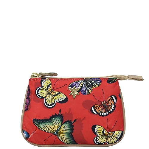 Image of Anuschka Zip Travel Pouch - Wanderlust Collection - Nylon Fabric with Genuine Leather Trim and Artwork Print