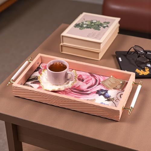 Image of Art Street Premium Serving Tray for Kitchen, Dining, Home and Office (Pink, Tray Size 8x17 Inch)