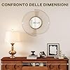 HOMCOM Decorazione Murale Specchio da Parete Rotondo, Specchiera Moderna con Strisce in Metallo e Design Plissettato, Wall Art per Soggiorno, Camera e Ingresso, 60x60 cm, Oro #5