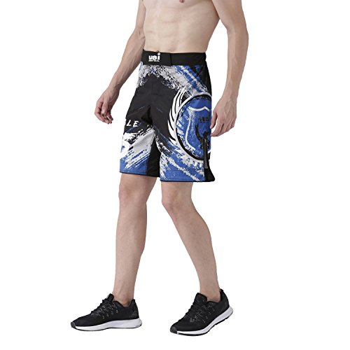 Image of USI UNIVERSAL MMA Shorts for Training & Kickboxing, 411HB Unbeatable Shorts Tuf Stretch Fighting Shorts for Martial Arts, Cage Fight, Muay Thai, BJJ, Boxing (M, Black /Blue)
