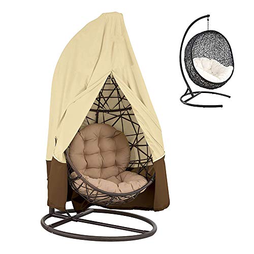 FlowersSea Funda para Silla Colgante,Tela Oxford Impermeable, Veranda Patio Cocoon Egg Funda para Silla,Negro,Tamaño Libre (A)