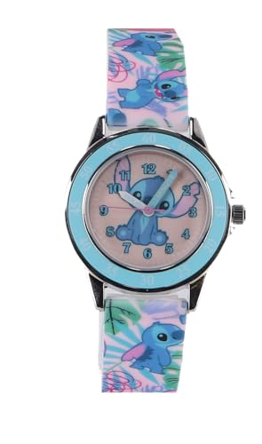 Reloj analógico Disney para niña con movimiento de cuarzo y una cómoda correa de silicona rosa