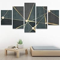 SIGNWIN 5 Panel Canvas Wall Art Modern Art Contemporary Dramatic Geometric Mixed Media Multicolor Patterns for Home Decorations Ready to Hang - 60