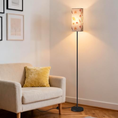 Image of 64.6 inch Floor Lamp, Pole Lamp with Foot Switch, Modern Standing Lamp, Minimalist Freestanding Lamp (Bulb Not Included), for Living Room, Bedroom Office ETL Listed, Black and Printed X07LD05