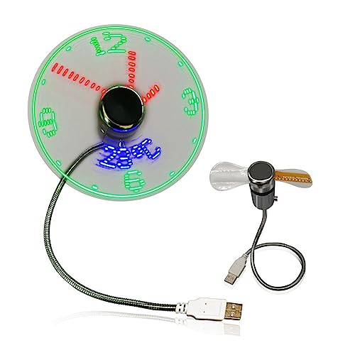 Image of Led Clock Fan with Temperature Desktop Flexible Cooling Fan for Desk Summer Travel