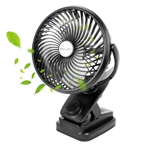 ELZO USB Ventilador con Clip, 20000 mAh Recargable Mini Portátil Silencioso Luz LED Rotación de...