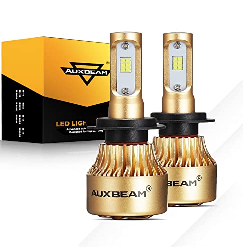 Auxbeam H7 LED Light Bulbs F-S3 Series, 8000LM Per Set 6500K LED Light Bulbs with Fan & EMC, Halogen Bulb Replacement, Pack of 2