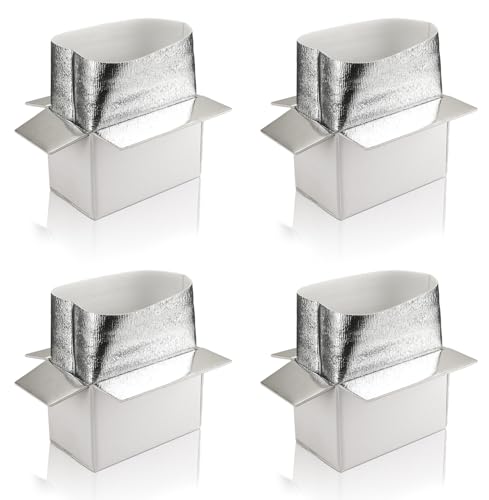 10x6x7 INCH TUKYLIL 4 Pack Insulated Shipping Boxes with Aluminum Foil Liner, Double Insulated Carton for Frozen Food,Insulated Cooler Box for Shipping(White)