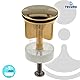 tecuro - Universal Excenterstopfen Ablaufstopfen Ø 40 mm, für 1 1/4 Zoll Ablaufventil, mit auswaschbarem Haarsieb, vergoldet, höhenverstellbar - 12009