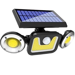 NewRed Store LED Solar Wall Light Pir Motion Sensor 3 Heads Floodlight Waterproof Outdoor Street Light for Tuin Decor…