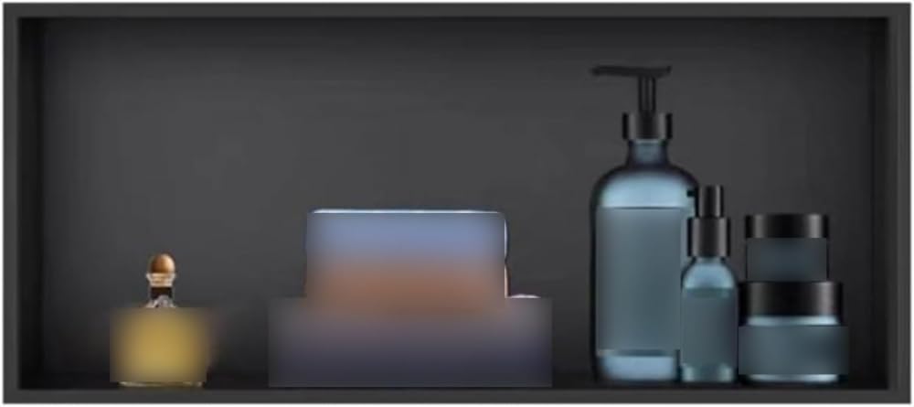 Shower Niche Recessed Shower Caddy Stainless Steel Wet Room Alcove Shampoo Toiletries Cosmetic Shower Organiser Storage Bathroom Shelves-Black