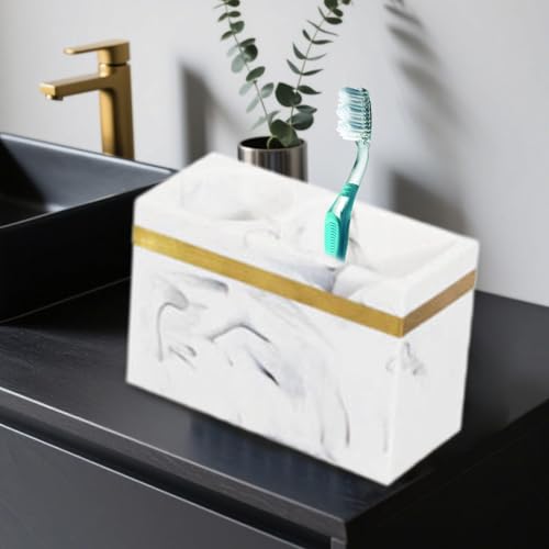 Rangement coiffeuse blanc en résine avec compartiments de rangement - 3