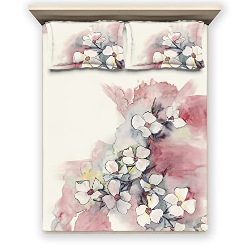 Image of DDECOR Live Beautiful Bedsheet Set - Maxima Collection 100% Cotton 144 TC Bedsheet for Double Bed, Floral, 136Tc, King Bedsheet with 2 Pillow Covers Red