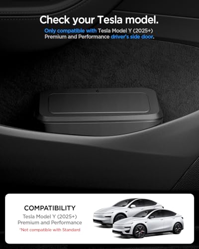Image of Spigen Door Pocket XL Car Trash Can [with Magnetic Lid and Waterproof] for Tesla Model Y Juniper & Model Y L (Premium & Performance 2026 /2025) - Driver Side Door Pocket Only