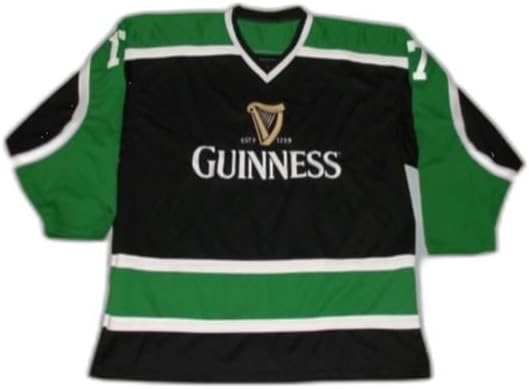 Irish Stout Beer March 17 St. Patrick's Day Black Hockey Jersey, Custom Name and Number