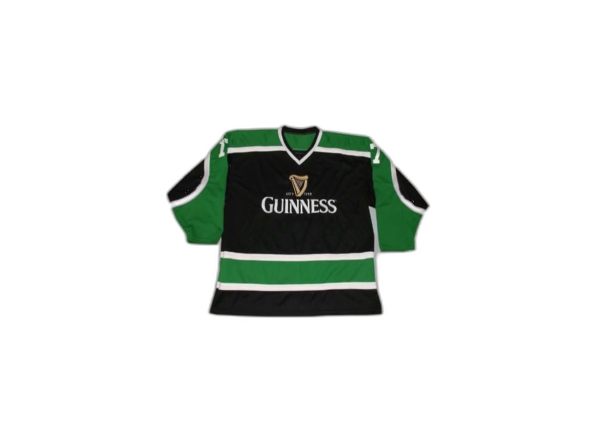 Irish Stout Beer March 17 St. Patrick's Day Black Hockey Jersey, Custom Name and Number