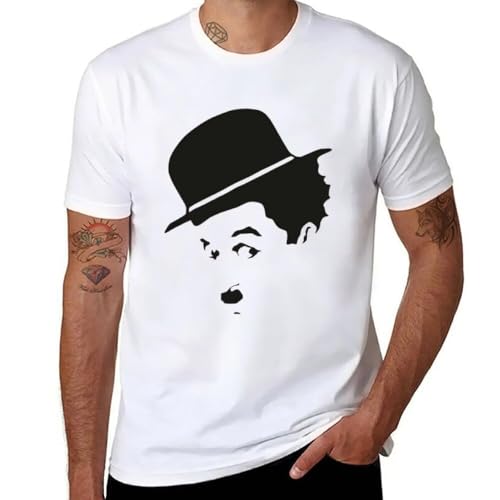 Photo de Charlie Chaplin T-Shirt Plain t-Shirt Clothes Tee Shirt t Shirt for Men White L
