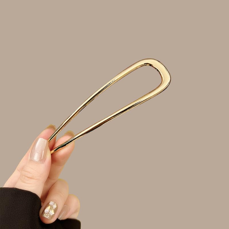 U-shaped Hairpin for women hair accessories- Elegant Metal French hair pin for a firm updo, Easily creating French buns and braids, stable and comfortable all day, 1pc (Gold) image 5