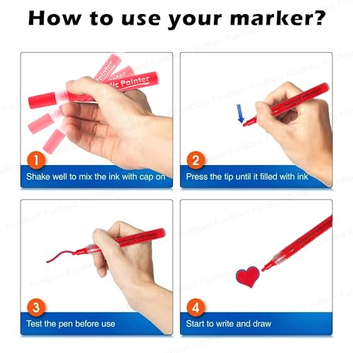 Image of FunBlast Acrylic Marker Set - 12 Thick Point Water Based Paint Pens For Diy Multicolor Marking