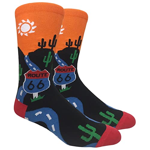 BUYYOURTIES Mens Route 66 Orange Socks