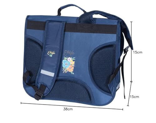 Cartable 2 compartiments Ettavee Bloom bleu grand volume 38x32x15cm - 5