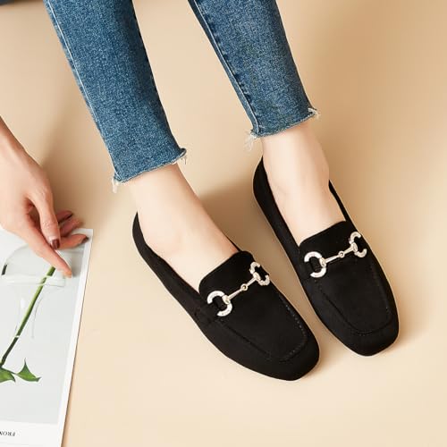 Image of DeYashopin Womens Loafers Shoes Fashion Low Heel Slip on Shoes Comfortable Driving Flats