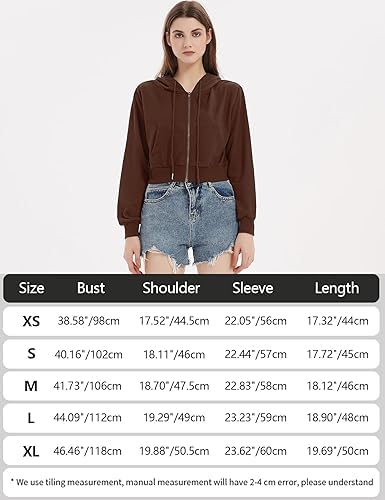 Image of Casual Wear Solid Crop Zipper Jacket Hooded Neck Full Sleeves with Kangaroo Pocket Hoodie for Women