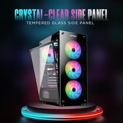 Image of Intex CORE Gaming Cabinet | ATX, M-ATX, ITX | 3x120mm LED Fans | Tempered Glass Side Panel | USB 3.0 Ready | Mesh Front | 360mm VGA | 160mm CPU Cooler | Premium Build