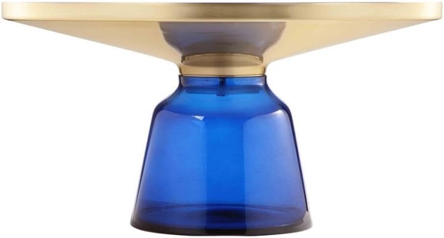 Pangea Home Belinda Modern Glass Coffee Table in Gold and Blue