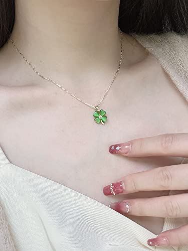 Green 4 Leaf Clover Necklace for Women, Lucky Pendant Chain Necklace Jewelry2