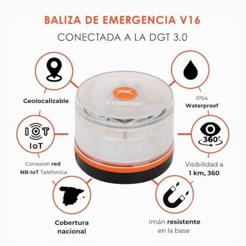 KROWN - Luz Emergencia V16 Homologada DGT con Geolocalización – Baliza Coche Conectada DGT 3.0 con Datos Incluidos hasta 12/2038 (1 Unidad) 3 Krown - Luz Emergencia V16 Homologada Dgt Con Geolocalización – Baliza Coche Conectada Dgt 3.0 Con Datos Incluidos Hasta 12/2038 (1 Unidad)